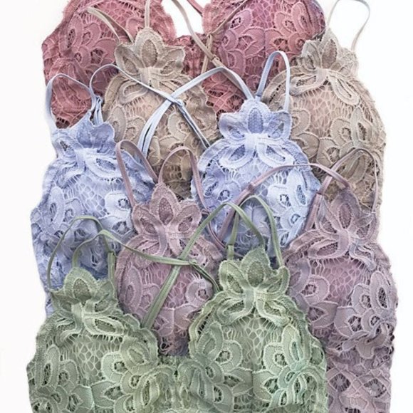 New Dusty Coral Crochet Lace Bralette - Picture 3 of 3